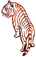 切り絵　虎　後ろ姿　赤
