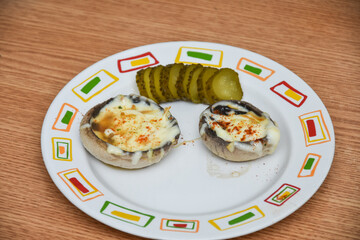 mushrooms with cheese and pickles