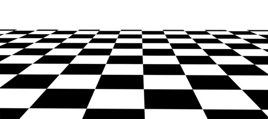 Obraz premium Floor in perspective with checkerboard texture. Empty chess board. Vector illustration.