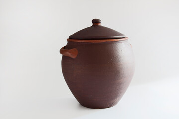 clay pots for storing food isolated white background
