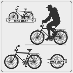 A set of bicycle, cyclist. Silhouette design.