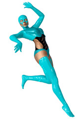 3D Rendering Female Robot on White