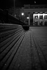 Novosibirsk opera house view from a bench during winter