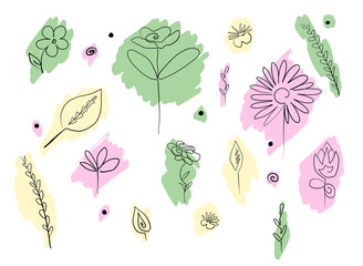 One line flowers jpeg and vector file with separate background