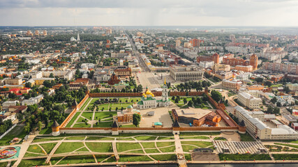 Aerial view of Tula and its famous attraction Tula Kremlin - obrazy, fototapety, plakaty