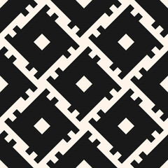 Ethnic seamless traditional pattern. Geometric tribal black and white square shapes. Design for background, carpet, wallpaper, textile, clothing, wrapping, fabric, paper. Vector illustration style