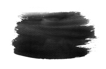 Black watercolor swatch of black water color paint with washes and brush stroke - 457318028