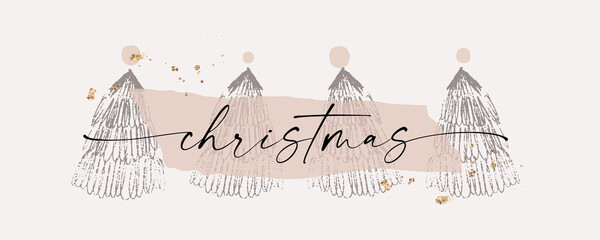 Christmas trees hand drawn abstract textures header 