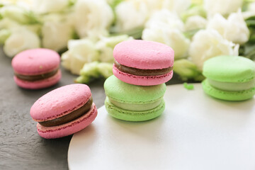 Flowers and dessert close up