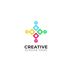 Creative people family and human unity logo. symbol for teamwork, social group, community.