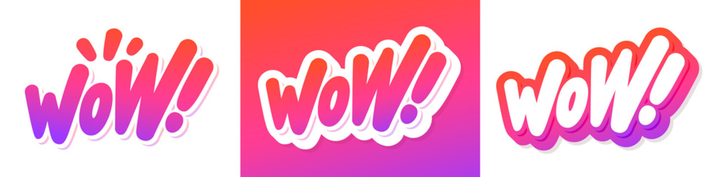 Wow. Vector handwritten lettering banners set.