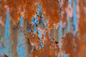 Farben Rost Metall blau braun Oberfläche Struktur Vintage alt abgeblättert Korrosion Verfall Lost...