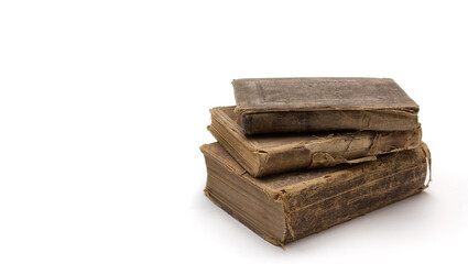 Old books on white with copy space
