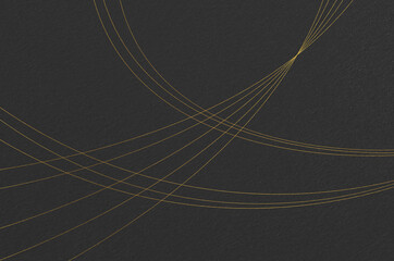 Black washi paper texture with elegant gold leaf thread pattern. Abstract graceful Japanese style background.	
