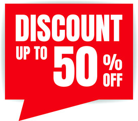 50 Percent Off, Discount Sign Banner or Poster. Special offer price signs