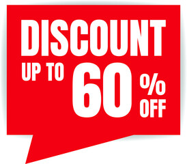 60 Percent Off, Discount Sign Banner or Poster. Special offer price signs