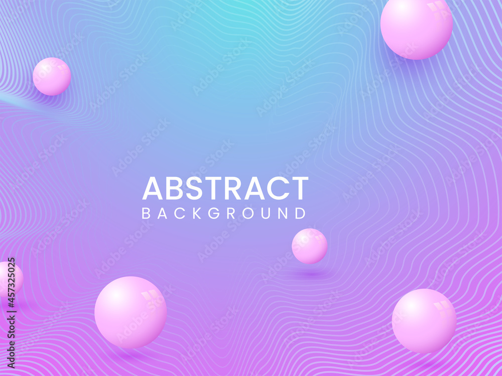 Poster abstract gradient wavy lines background with 3d balls or beads.