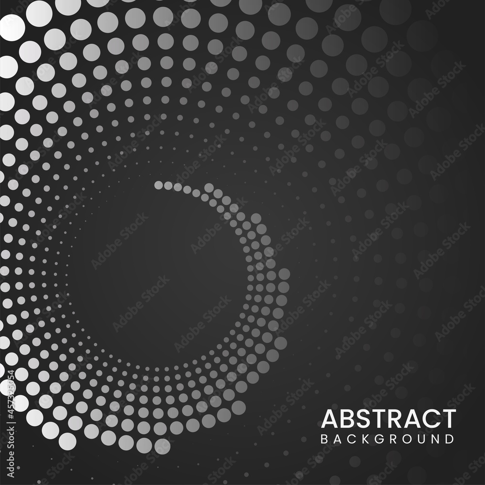 Poster abstract dotted curve background in black and white color.
