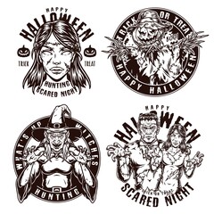 Fototapeta premium Happy Halloween vintage badges