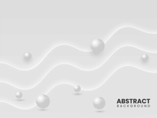 Abstract Gray Wave Motion Background With 3D Balls Or Beads.