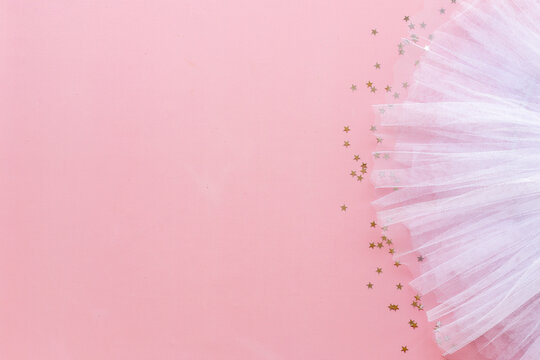 Top view of ballet tutu skirt. Dress for ballerina dancer