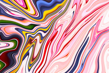 Modern colorful liquid art background. Wave color Liquid shape pink, yellow and blue. Abstract design, Flow Backgound