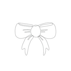 One continuous line vector illustration of a bow. Isolated on white background.  For baby shower or birthday decor.