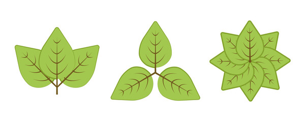 Grass, tree and branches vector icon set. Contains Such Symbols As Plant, Leaf. Editable Stroke. Colorful icon set.