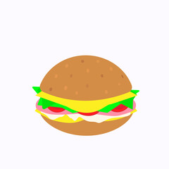 Burger flat icon on the white background