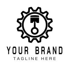 Fototapeta premium Vector illustration of a gear and piston. Suitable for logos for auto repair shops, motorcycles, diesel engines, etc.