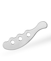 Medical massage steel knife for the body, on a white background