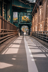 bridge step bicycles new york usa shadows sun