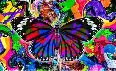 Foto op Canvas butterfly on black background © reznik_val