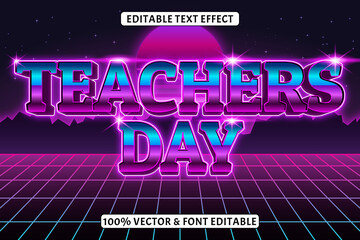 Teachers day editable text effect 3 dimension retro style
