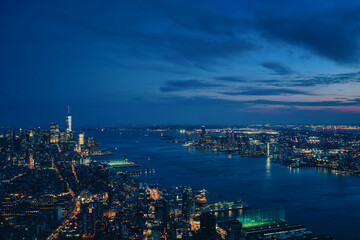 Fototapeta na wymiar city skyline at night beautiful view New York new jersey sky horizon s