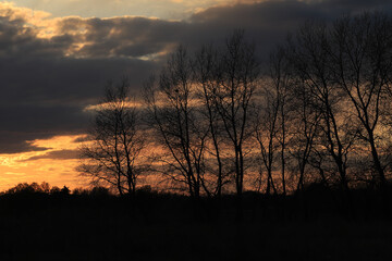 Beautiful sunset and clouds on the last day of april near Wroclaw, Poland, Europe.