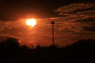 Beautiful sunset and clouds on the last day of april near Wroclaw, Poland, Europe.