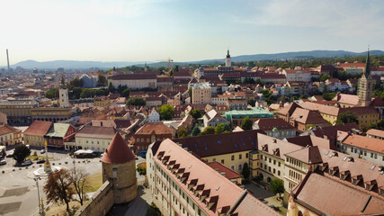Fototapeta na wymiar View of historic buildings in the center in Zagreb. Сity panorama. Croatia. Europe