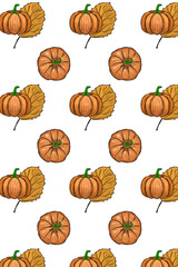 autumn pattern with pumpkin