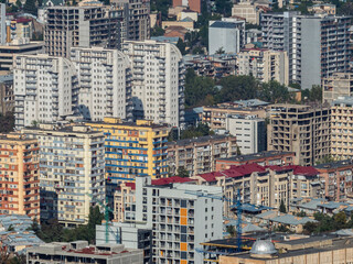 old soviet buildings. old urban residential houses. soviet city district USSR architecture