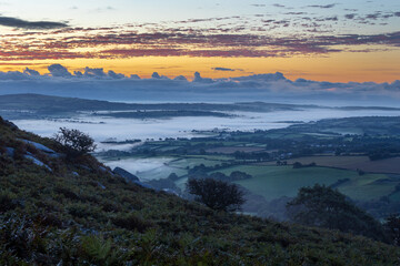 Cloud inversion in the Lyhner Vally Bodmin Moor Cornwall