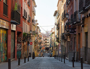 A street in Madrid with decoration. Spain