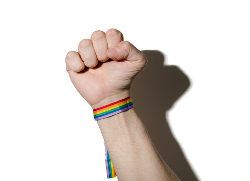 Gay hand with rainbow bracelet
