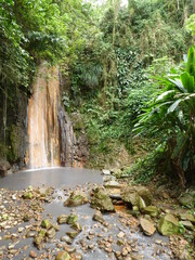 tropical waterfall with hot springs