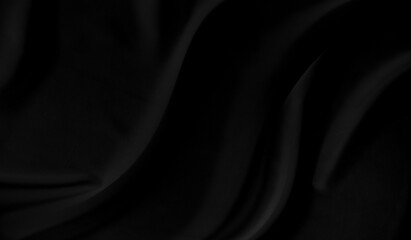 Fototapeta premium Black gray satin dark fabric texture luxurious shiny that is abstract silk cloth background with patterns soft waves blur beautiful.