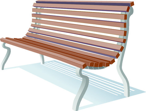 Brown wooden bench isolated on a white background