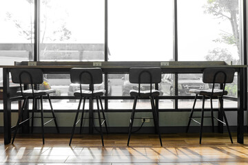 Chair silhouette in coffee shop 