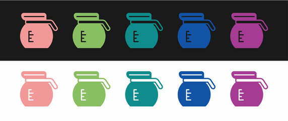Set Coffee pot icon isolated on black and white background. Vector