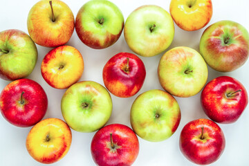 Fresh delicious apples on a white background.