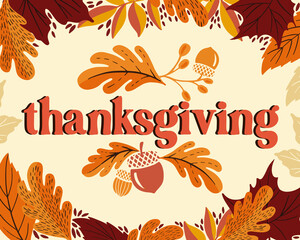 Happy thanksgiving day background with lettering and illustrations. - 457340476